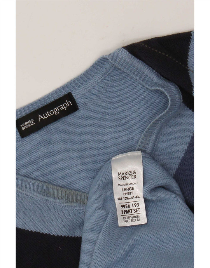 Canotta da uomo Marks & Spencer Autograph Canotta grande blu a rombi/diamante