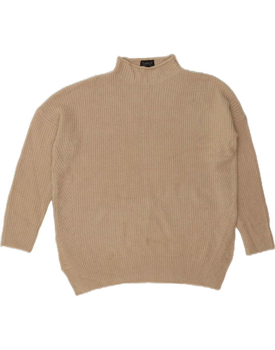 TOPSHOP Womens Oversized Turtle Neck Jumper Sweater UK 10 Small Beige Vintage Topshop and Second-Hand Topshop from Messina Hembry 