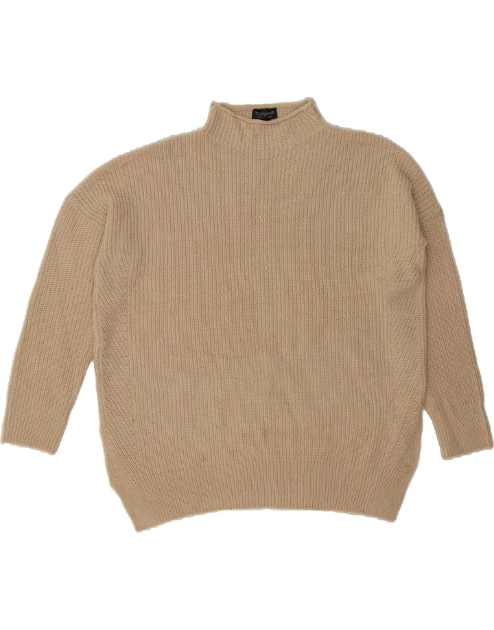 TOPSHOP Womens Oversized Turtle Neck Jumper Sweater UK 10 Small Beige Vintage Topshop and Second-Hand Topshop from Messina Hembry 