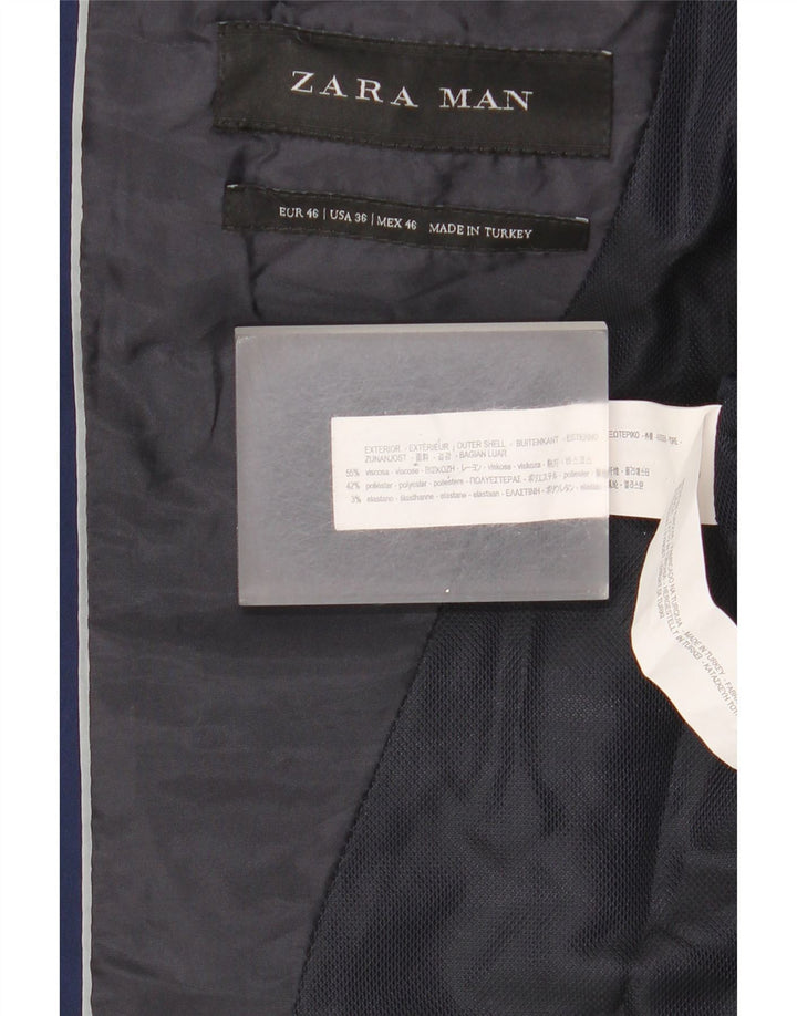Giacca blazer da uomo a 2 bottoni Zara EU 46 XL viscosa blu navy