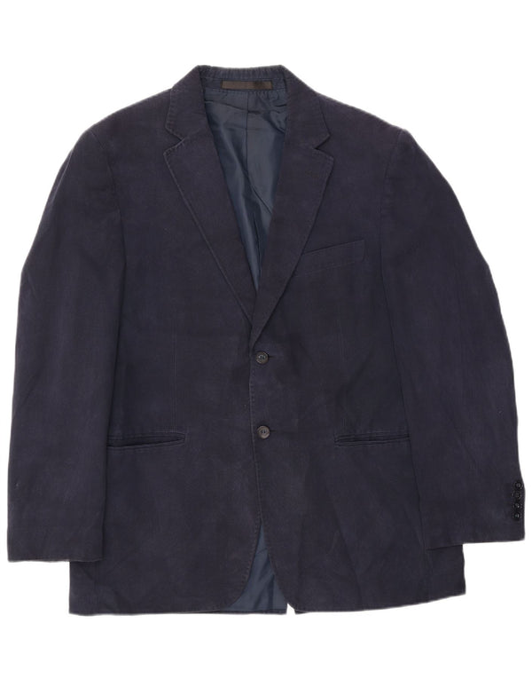 MARKS & SPENCER Giacca blazer da uomo a 2 bottoni UK 40 Large in viscosa blu navy