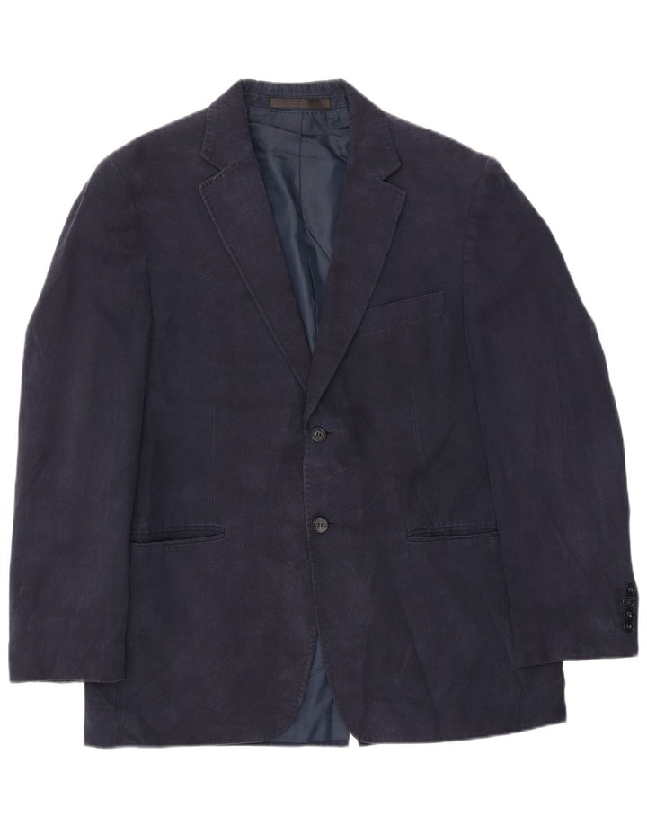 MARKS & SPENCER Giacca blazer da uomo a 2 bottoni UK 40 Large in viscosa blu navy