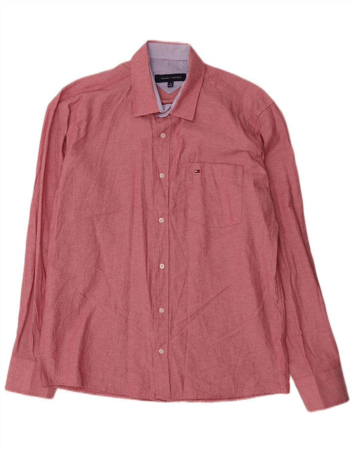 Camicia da uomo Tommy Hilfiger taglia 39/40 cotone rosso medio