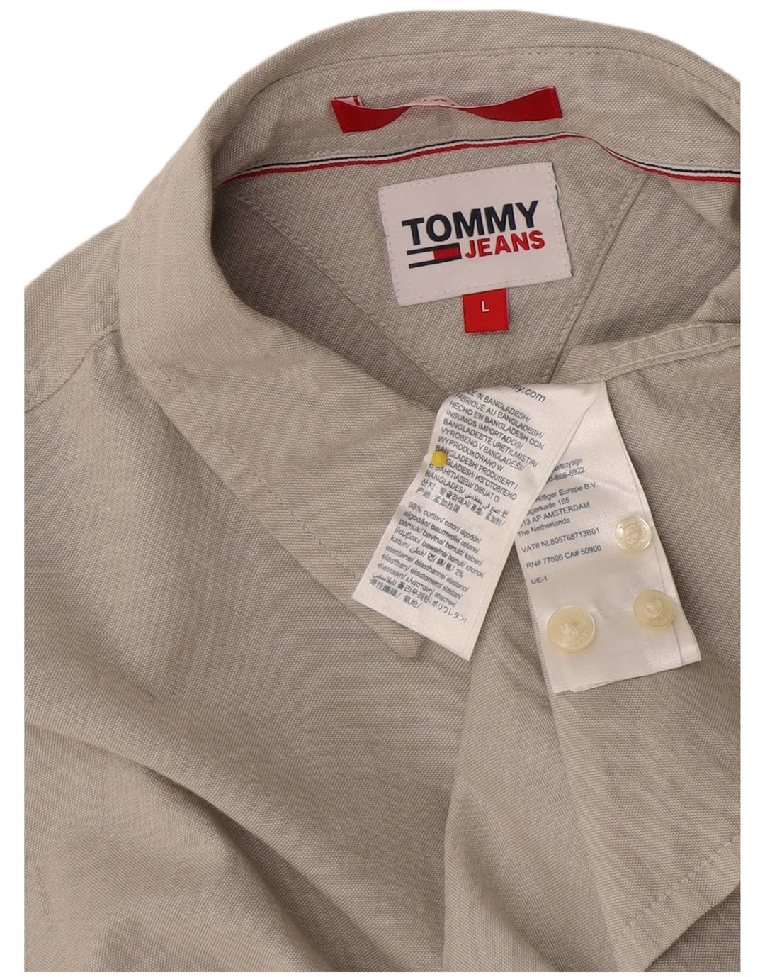 Camicia da uomo Tommy Hilfiger grande in cotone grigio