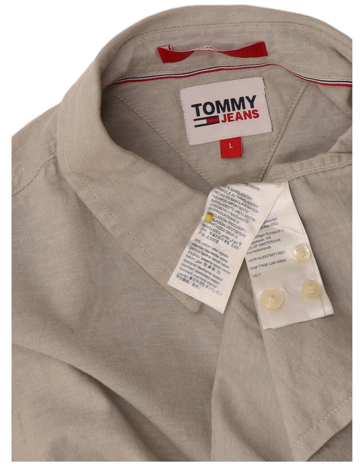 Camicia da uomo Tommy Hilfiger grande in cotone grigio