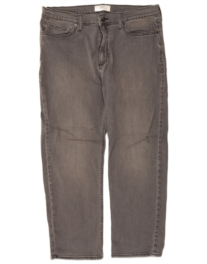 Jeans dritti da uomo Marks & Spencer W36 L29 cotone grigio