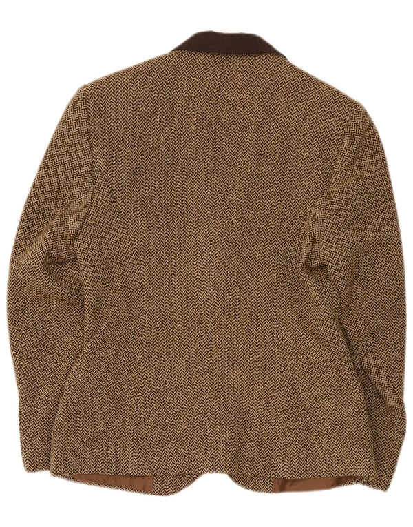 Ginalebole Giacca Blazer a 3 Bottoni da Donna IT 44 Marrone Medio a Spina di Pesce