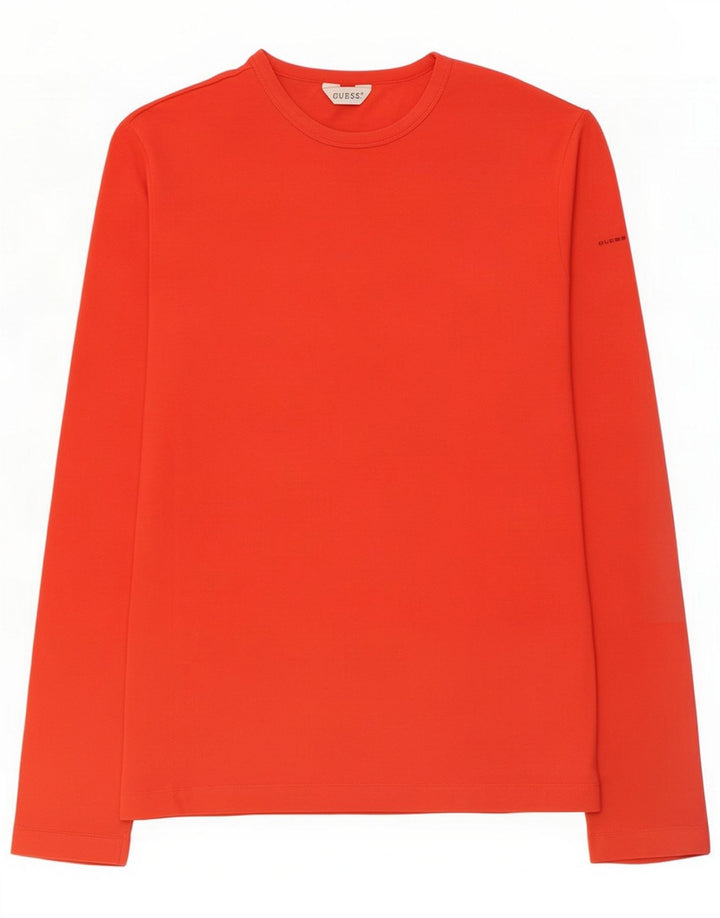 Top Guess da donna a maniche lunghe UK 14 Large Rosso Cotone
