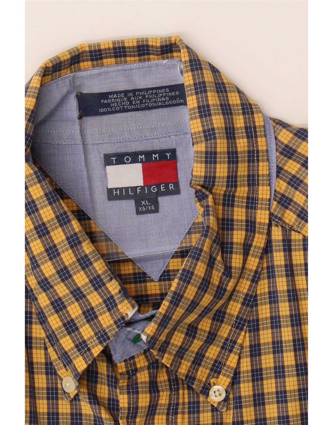 Camicia da uomo Tommy Hilfiger XL in cotone a quadretti giallo