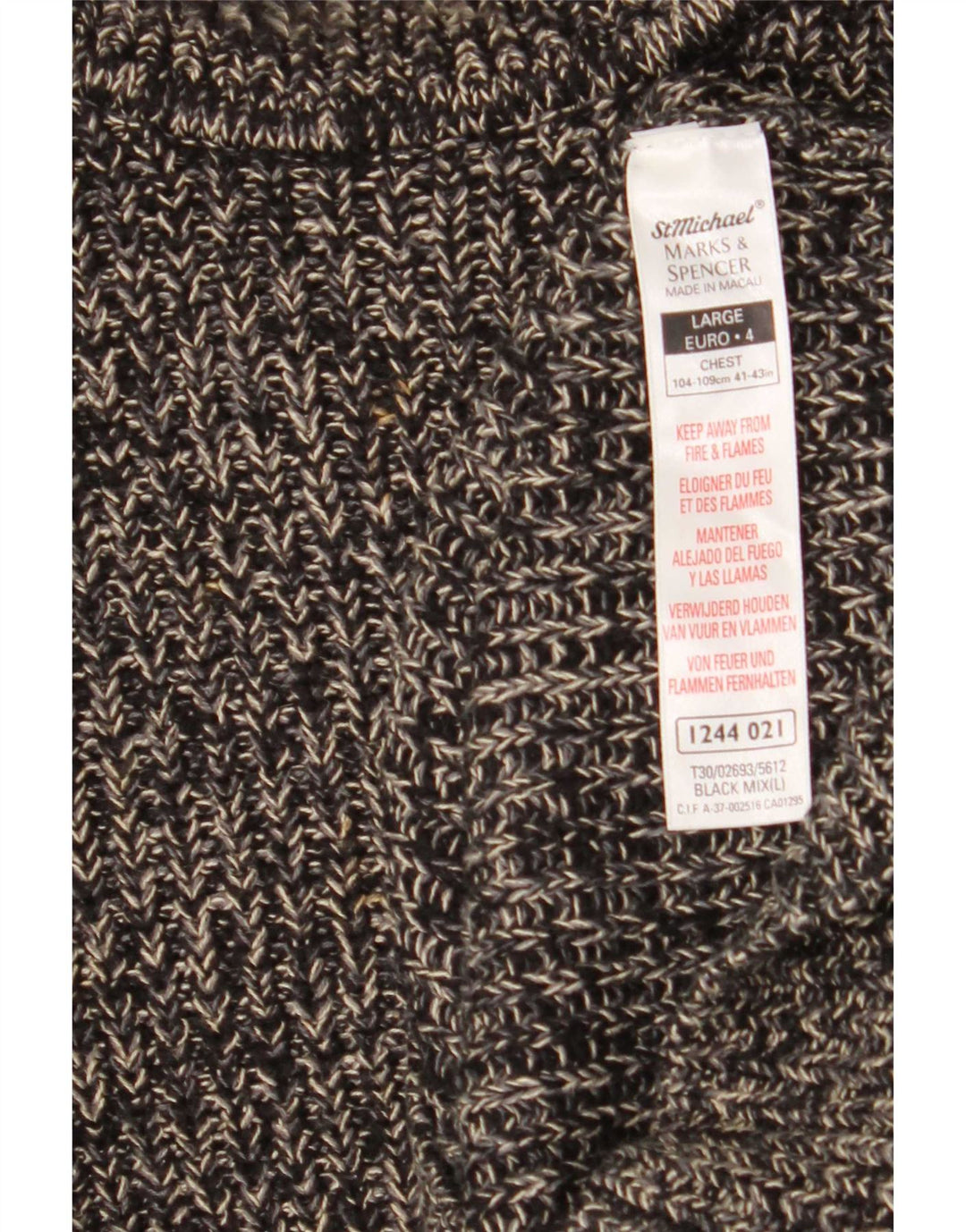 Maglione maglione da uomo Marks & Spencer a collo alto grande nero screziato