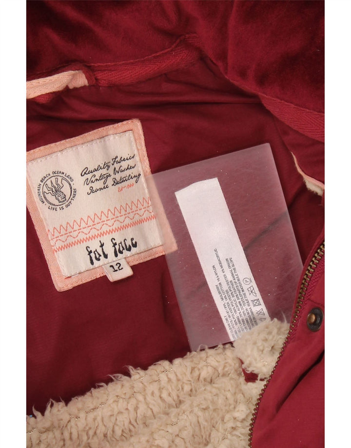 FAT FACE Gilet imbottito con cappuccio da donna UK 12 Poliestere bordeaux medio