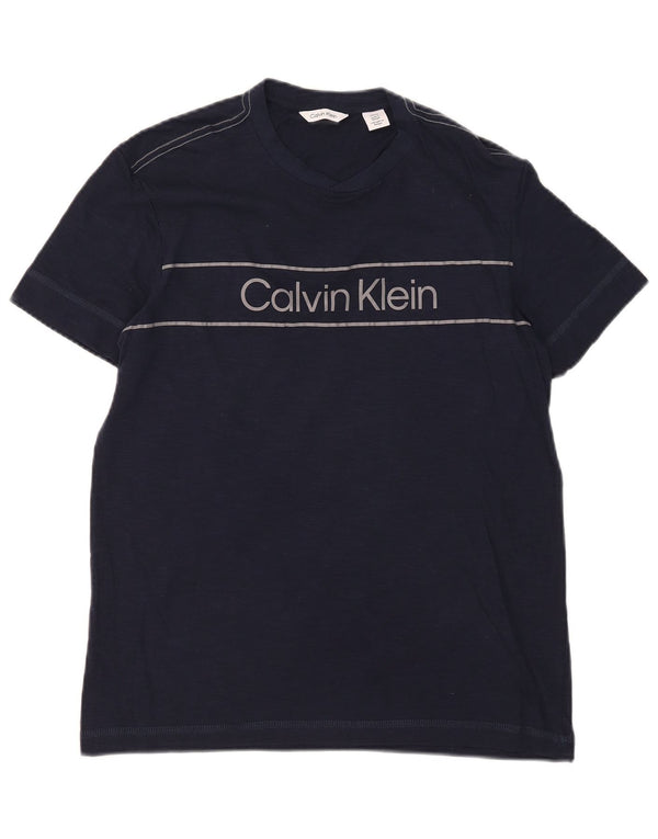 T-shirt grafica da uomo Calvin Klein Top piccola in cotone a righe blu navy