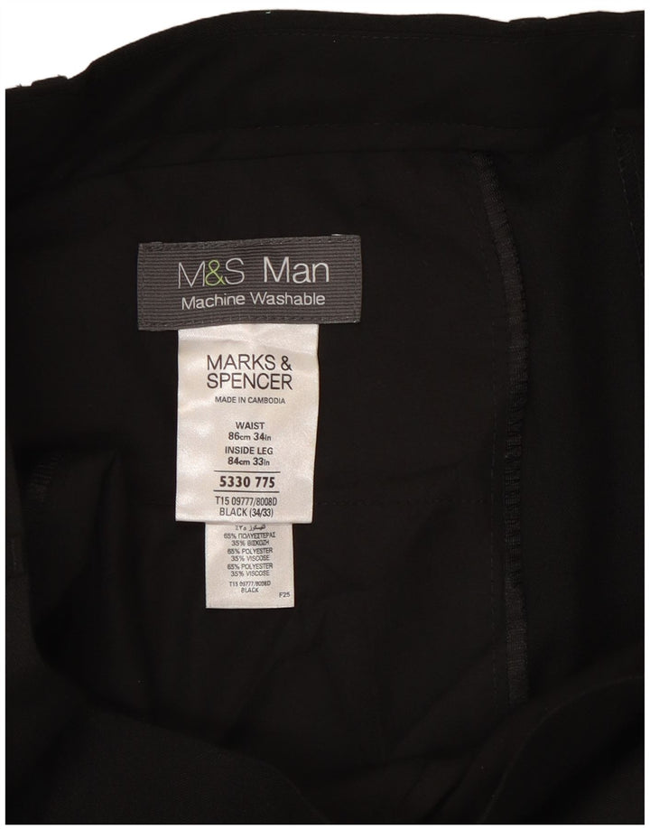 Pantaloni chino affusolati da uomo Marks & Spencer W34 L33 poliestere nero
