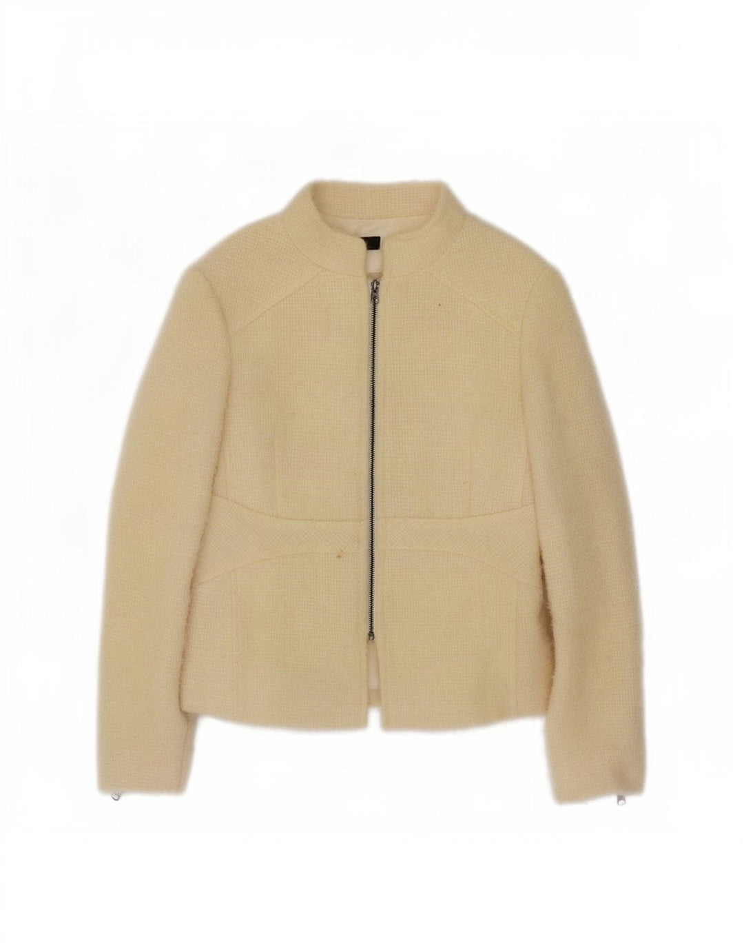 Giacca blazer con zip intera da donna Zara EU 40 lana media bianco sporco