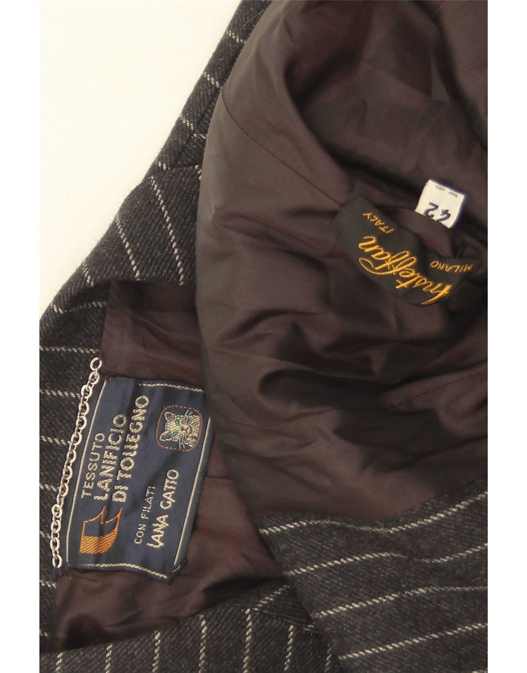 Giacca blazer vintage da donna a 2 bottoni IT 42 lana gessata media nera