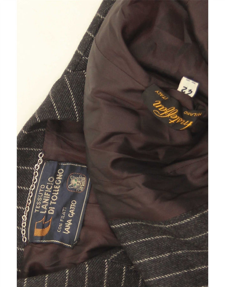 Giacca blazer vintage da donna a 2 bottoni IT 42 lana gessata media nera