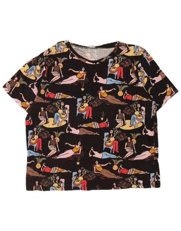 T-shirt grafica da donna Zara Top UK 16 grande nera