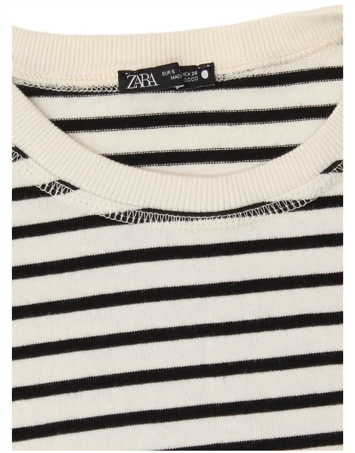Top Zara da donna a maniche lunghe UK 10 Small White Striped