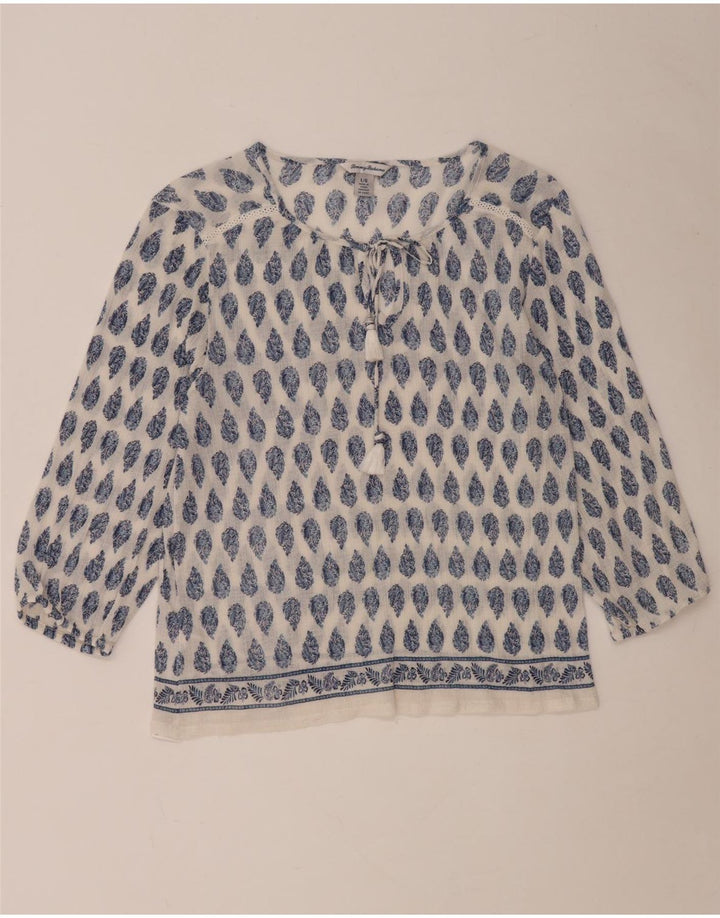 TOMMY BAHAMA Camicetta da donna con maniche a 3/4 Top UK 16 Grande cotone Paisley bianco