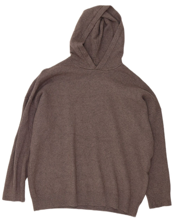 Zara Womens Loose Fit Hooded Jumper Sweater UK 14 Medium Brown Viscose