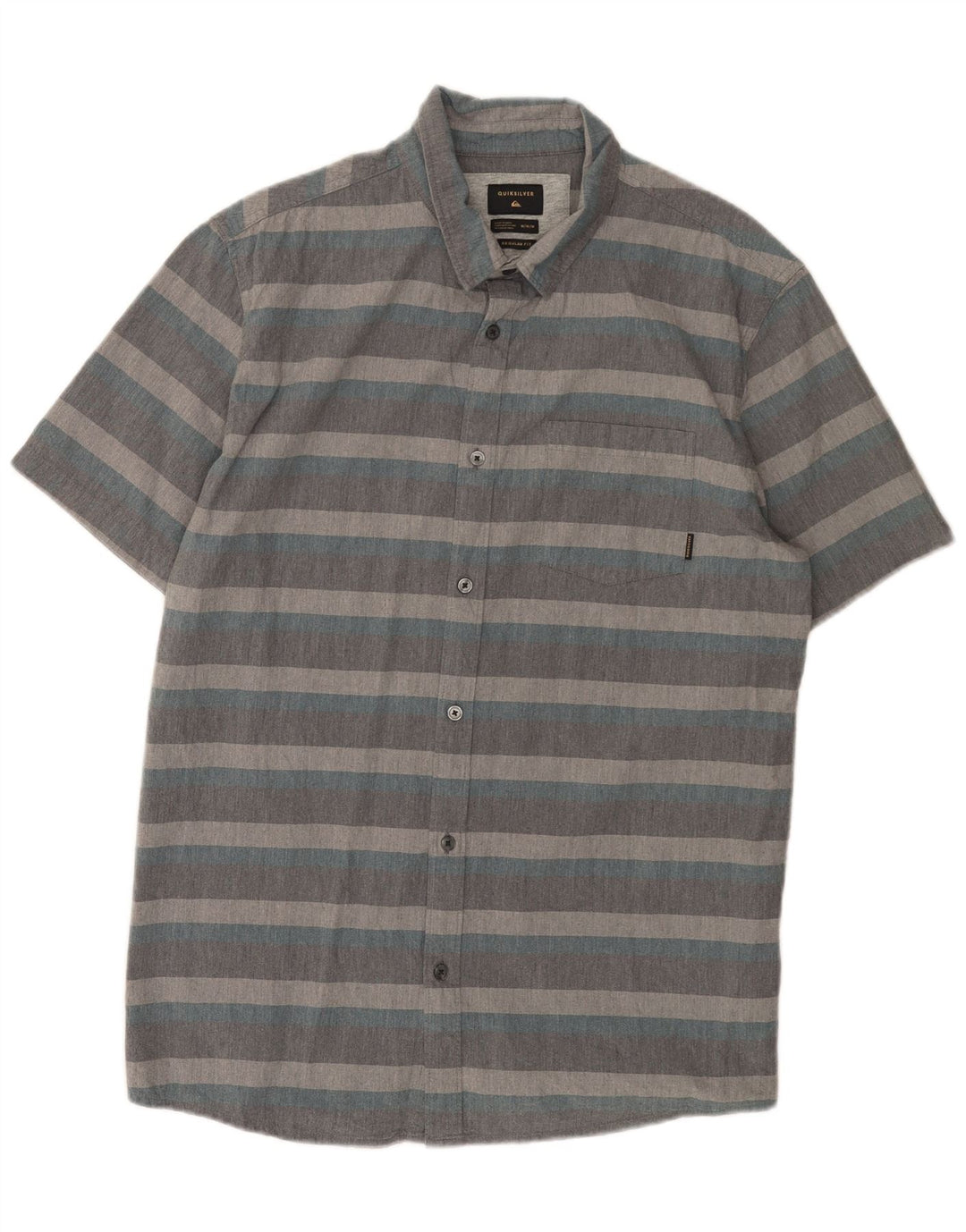 Camicia Quiksilver da uomo a maniche corte, vestibilità regolare, in cotone a righe grigio medio