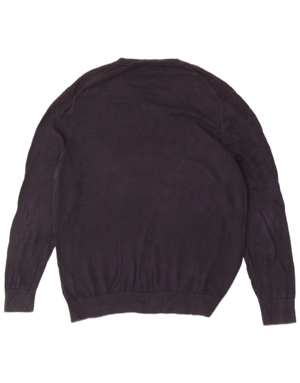 Maglione da uomo con scollo a V Nautica, grande cotone blu navy