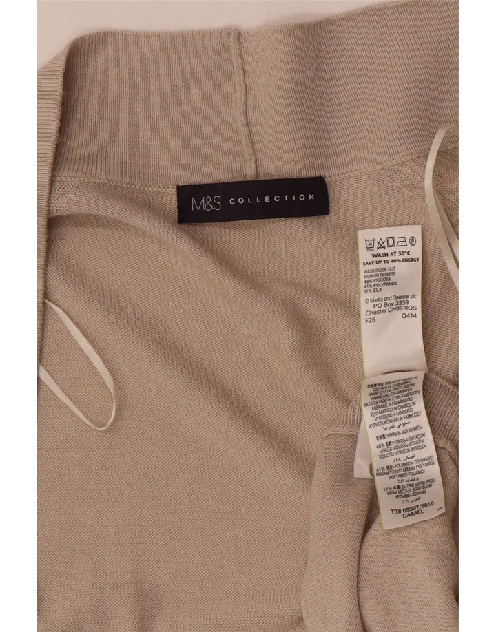 Maglione cardigan aperto lungo da donna Marks & Spencer UK 8 piccolo Beige