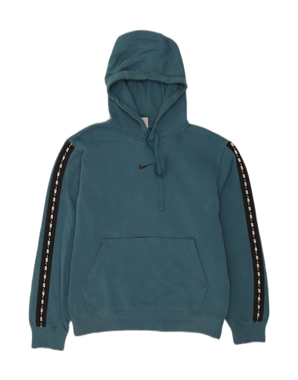 Felpa con cappuccio grafica Nike da uomo, piccola, in cotone color block blu navy