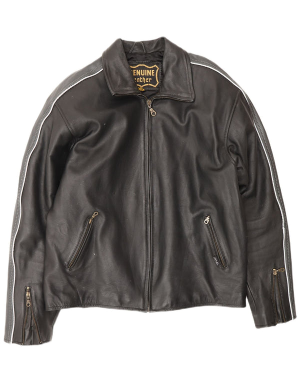 Giacca in pelle da uomo VINTAGE UK 42 XL Pelle color block nera