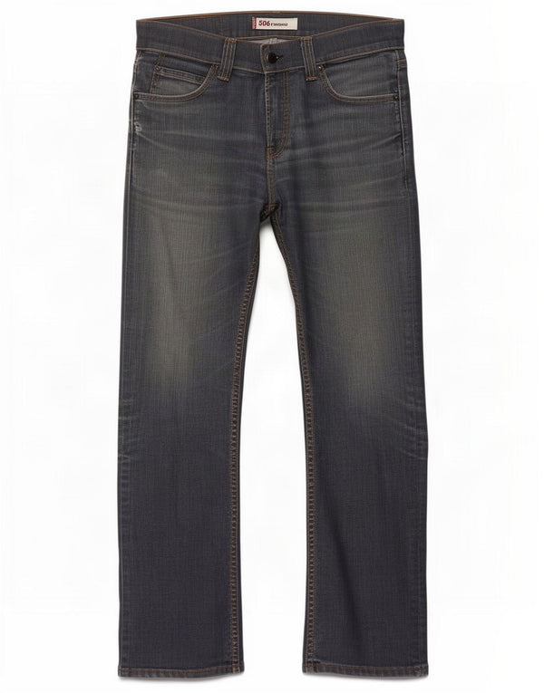 Levi's Mens 506 Standard Fit Straight Jeans W32 L32 Navy Blue Cotton