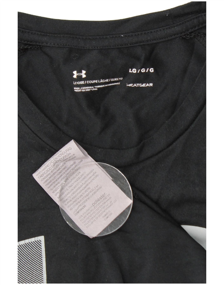 T-shirt grafica da uomo UNDER ARMOUR Heat Gear Top grande in poliestere nero