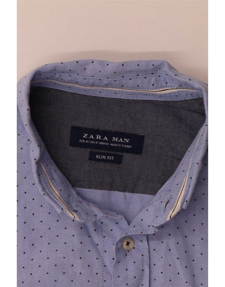 Camicia Zara da uomo slim fit blu medio maculato