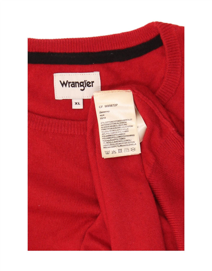 WRANGLER Mens Crew Neck Jumper Sweater XL Red Cotton