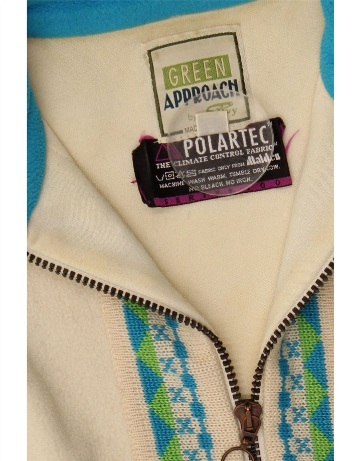 Maglione in pile da uomo Silvy Polartec con zip e collo in poliestere Fair Isle beige medio