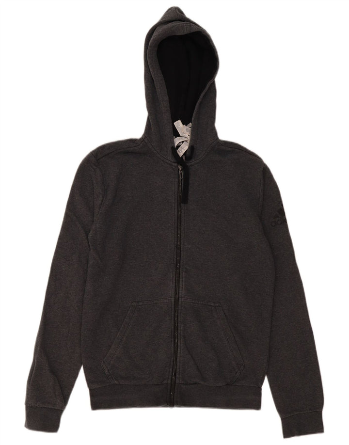 Maglione con cappuccio e zip Adidas da uomo piccolo in cotone grigio