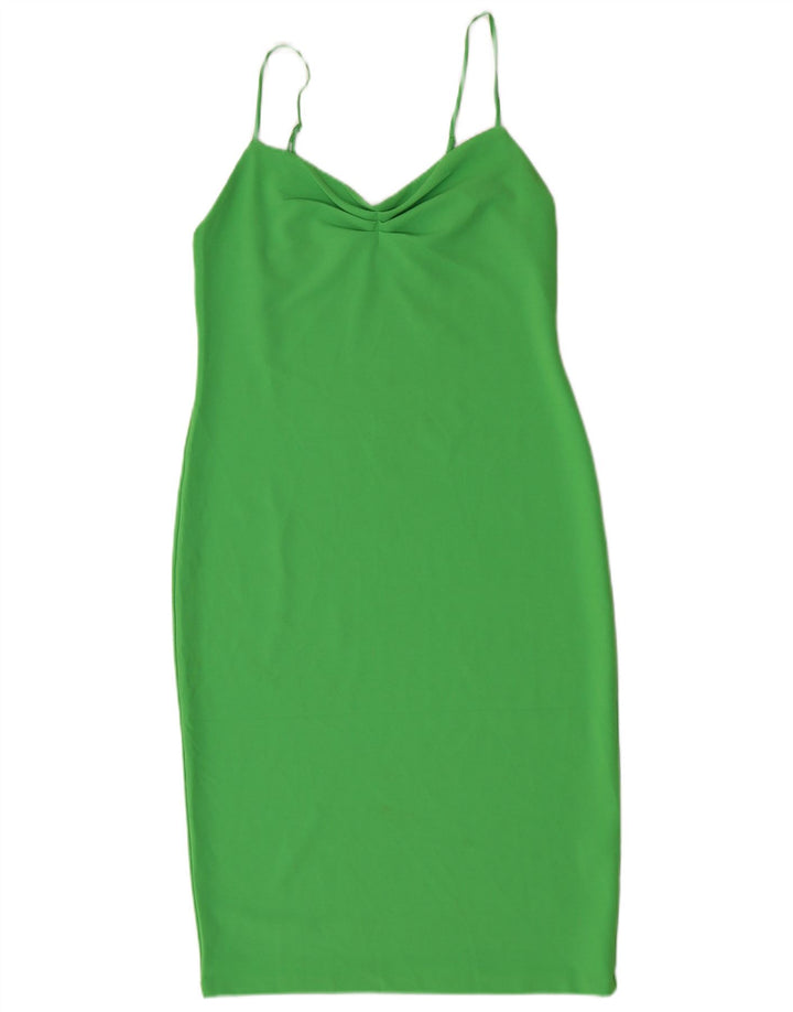 Abito aderente senza maniche da donna Zara UK 12 Poliestere verde medio