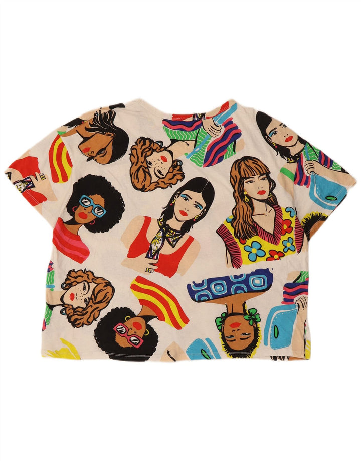 T-shirt grafica da donna Zara Top UK 16 grande bianca