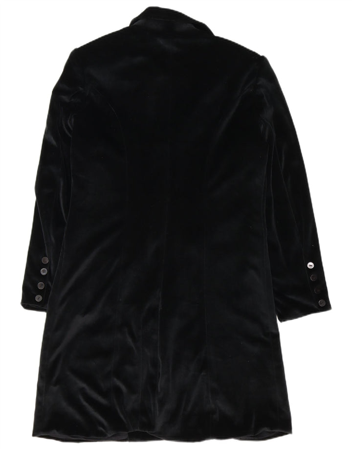 CONBIPEL Womens Velvet Overcoat UK 10 Small Black Acetate