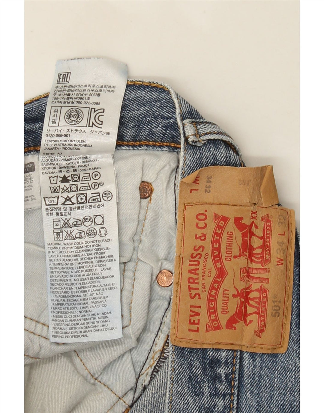 Levi's Uomo 501 Jeans dritti invecchiati W34 L32 Cotone blu