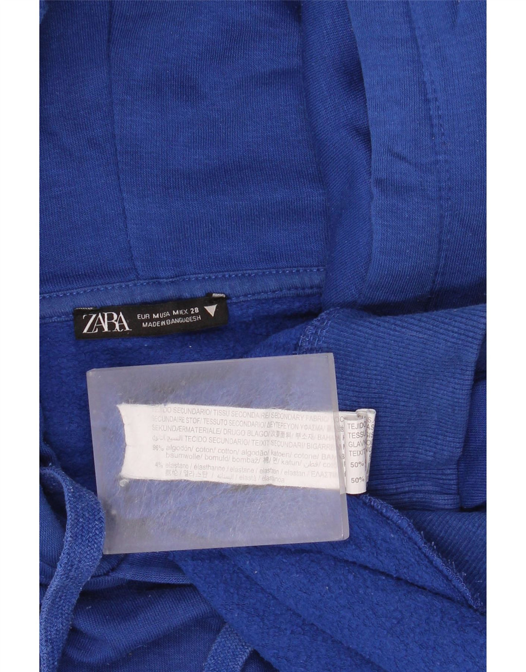 Maglione oversize con cappuccio da donna Zara UK 14 cotone blu medio