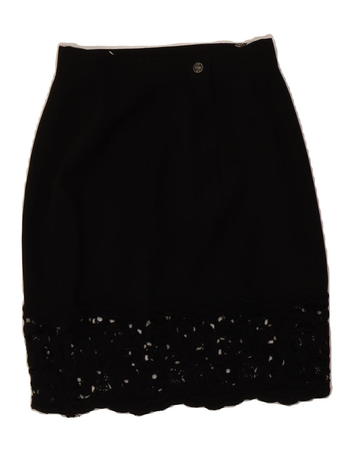 WALLIS Womens Pencil Skirt UK 10 Small W26 Black New Wool Vintage Wallis and Second-Hand Wallis from Messina Hembry 