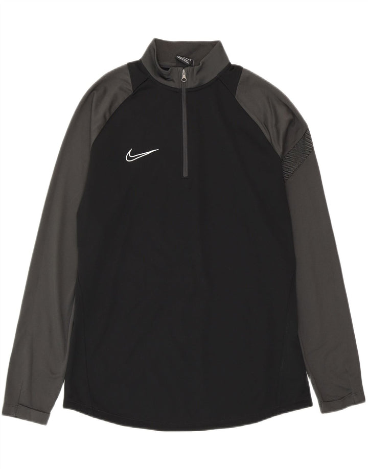 NIKE Top da tuta pullover con zip e collo Dri Fit da uomo, colore nero medio
