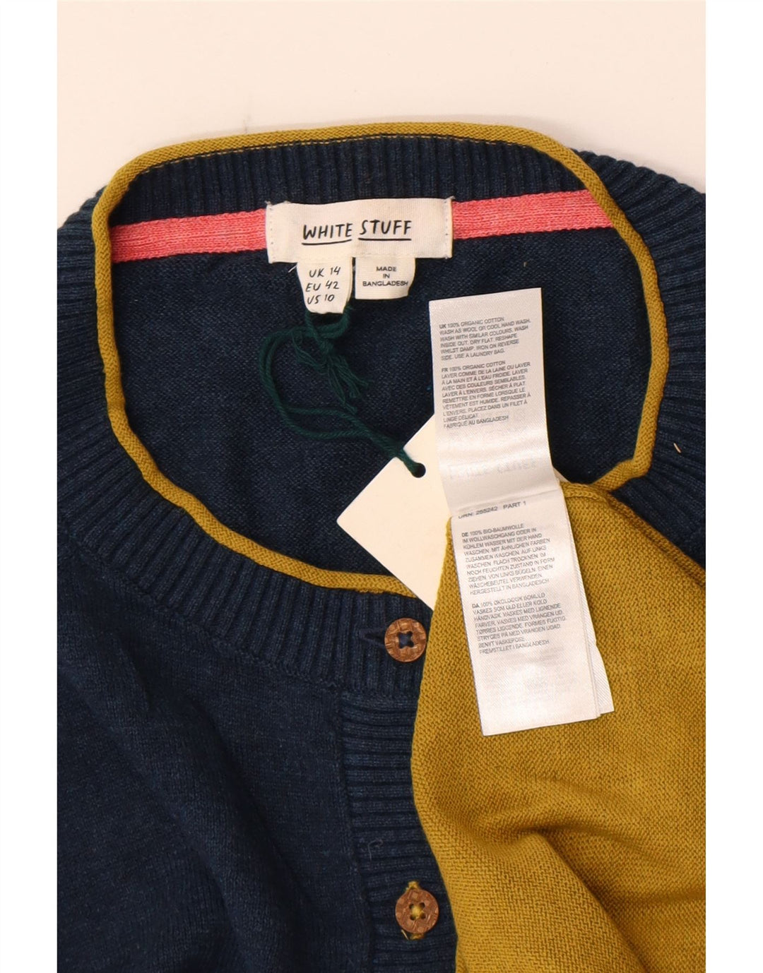 Maglione cardigan da donna White Stuff UK 14 Grande blocco di colori multicolore