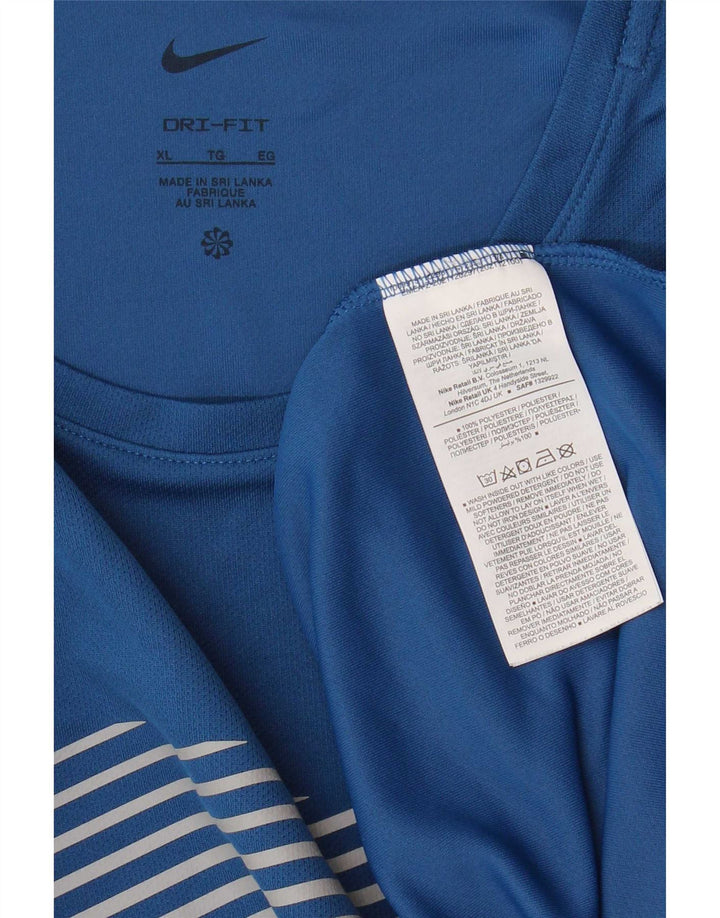 T-shirt grafica Nike da uomo Dri Fit Top XL blu poliestere