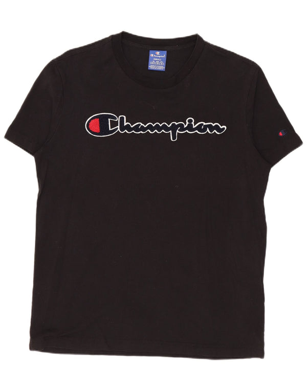 T-shirt grafica da uomo Champion Top piccola in cotone nero