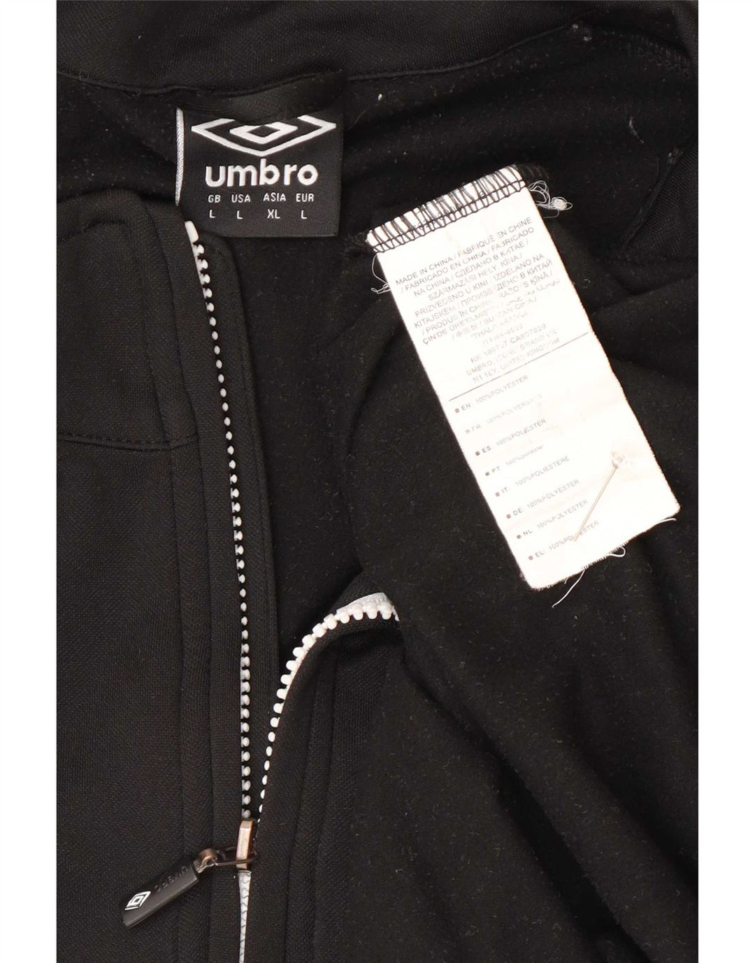 Umbro Tuta da uomo pullover con zip e collo, grande, in poliestere nero