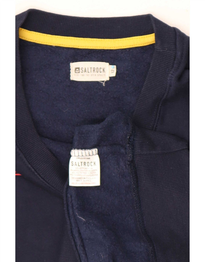 Felpa grafica da donna Saltrock Maglione UK 12 Medio Blu Navy Cotone