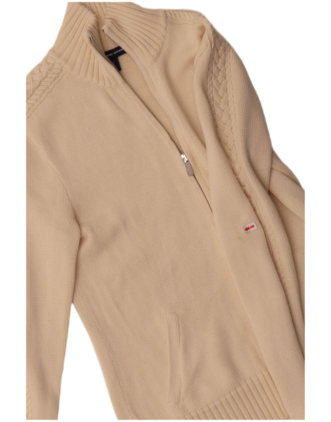 Maglione cardigan da donna RALPH LAUREN UK 10 piccolo cotone beige
