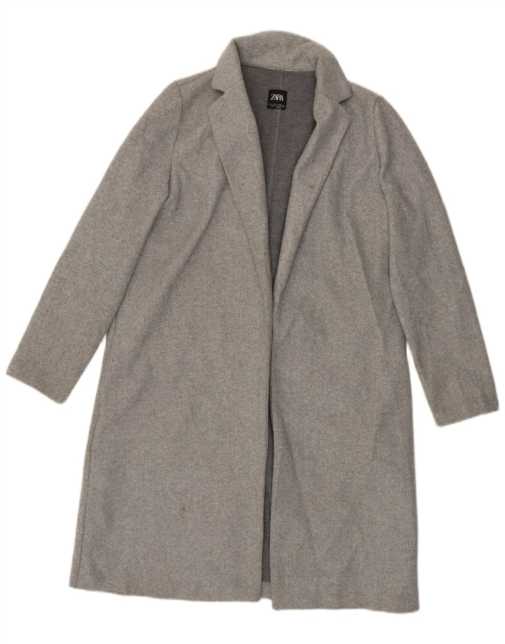 Soprabito aperto da donna Zara UK 16 grande poliestere grigio