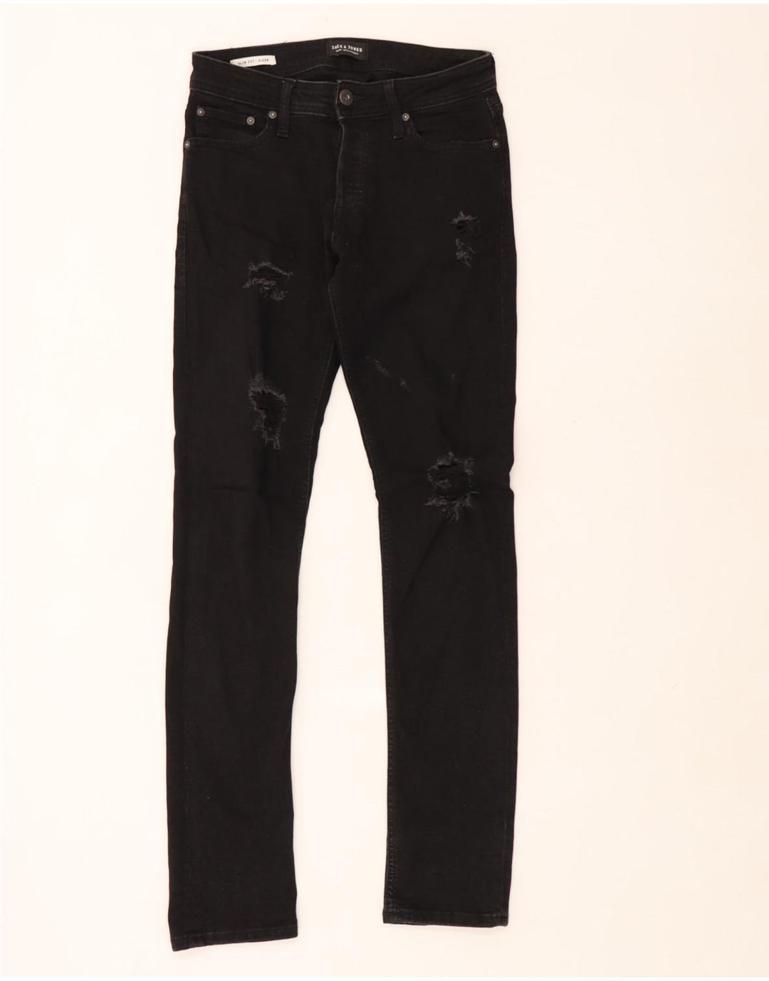 Jack & Jones Uomo GLENN Jeans slim effetto consumato W28 L32 cotone nero